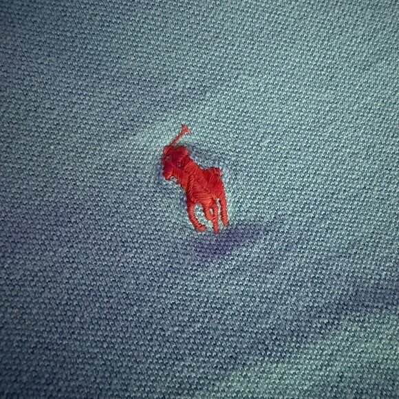 Polo Ralph Lauren Men's Blue with Salmon Logo, Large Custom Fit - Picture 4 of 4